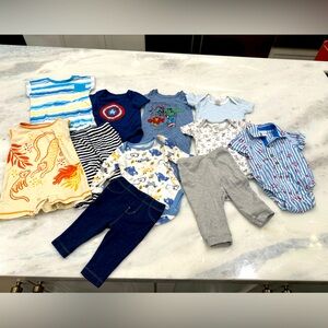 Size 3-6 month clothing bundle. 3 rompers, 3 pants, 5 onesies